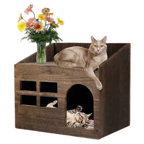 Solid Wooden Cat  Litter Box for Indoor