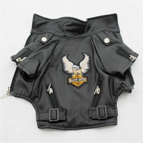 Eagle Pattern Dog Coat Leather Jacket Soft  Outerwear Fashion Clothes XXS to XXL