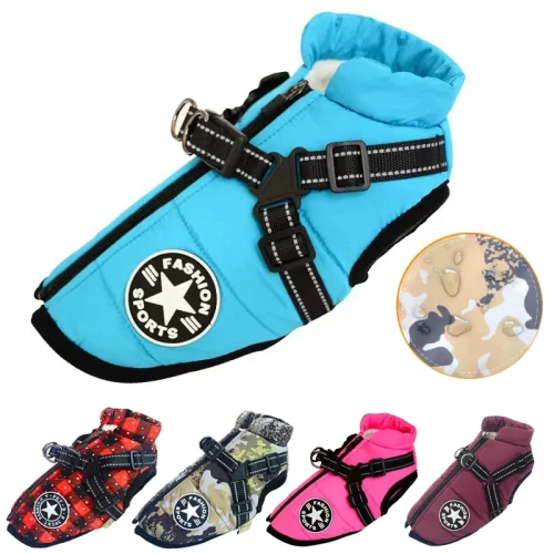 Large Pet Dog Winter Jacket With Harness
