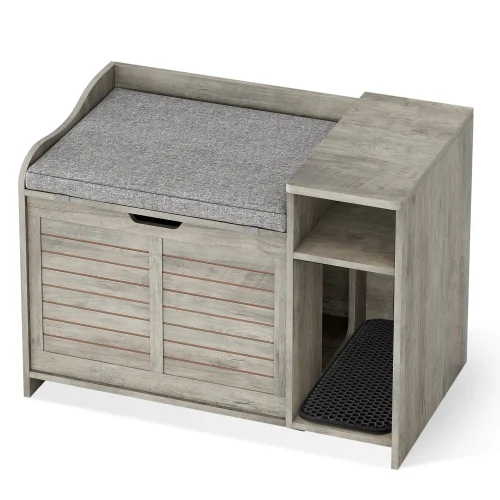 Wood Litter Box Enclosure with Cat Scratch Pad Litterbox